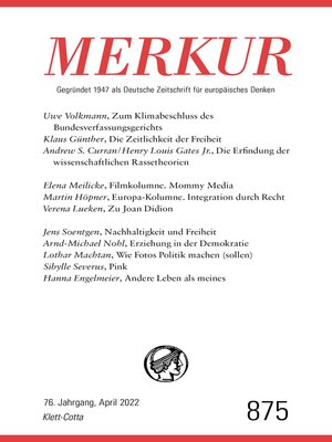 cover image of MERKUR Gegründet 1947 als Deutsche Zeitschrift für europäisches Denken--2022--04